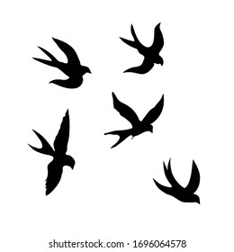 ツバメ 白い背景に黒いシルエット ツバメの群れのシルエット 飛ぶ鳥の黒い輪郭 ツバメを飛ばす 白い背景にタトゥーベクターイラスト のベクター画像素材 ロイヤリティフリー Shutterstock