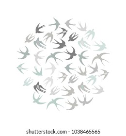 Swallows, circle frame for your design