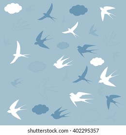 swallows fly in the sky,vector illustration