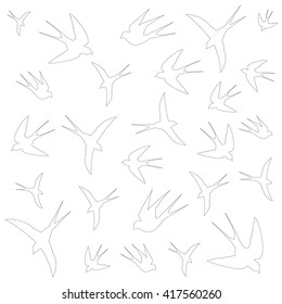 swallows flying image on a white background,vector illustration