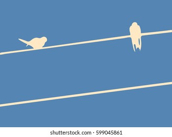 Swallows on Wires   - Vector Illustration