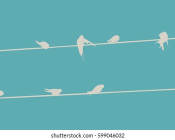 Swallows on Wires   - Vector Illustration