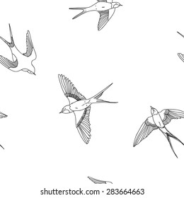 The swallows, seamless pattern, vector illustration