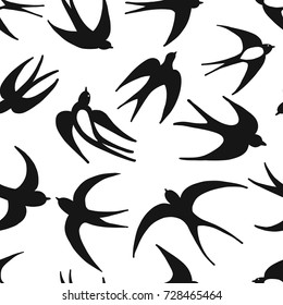 Swallows, seamless pattern for your design