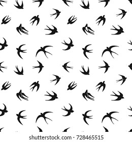 Swallows, seamless pattern for your design