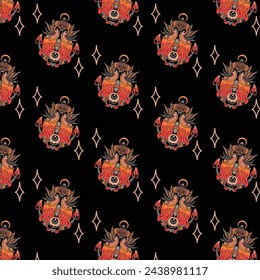 swalows and anchor tattoo pattern design