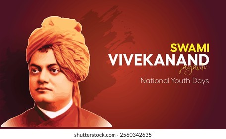 Swami Vivekanand Jayanti and national youth day illustration banner