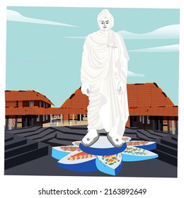 Swami Vivekanand Statue Vector Illustration.