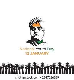 Swami Vivekananda Jayanti Vector illustration, National Youth Day of India 12th January, remembering Swami Vivekananda vector illustration 