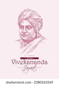 Swami Vivekananda Jayanti Vector illustration, National Youth Day of India 12th January.