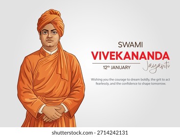 Ilustración vectorial Swami Vivekananda Jayanti celebrando la herencia india