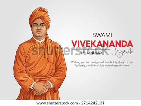 Swami Vivekananda Jayanti vector illustration celebrating Indian heritage