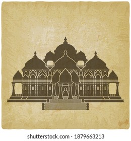 Swaminarayan Akshardham Hindu Temple on vintage background