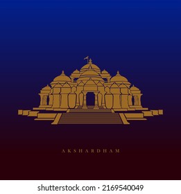 Swaminarayan Akshardham temple vector icon. Akshardham mandir, Delhi.