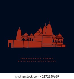 Swaminarayan temple in Daman vector icon. Swaminarayan is a Hindu Lord.