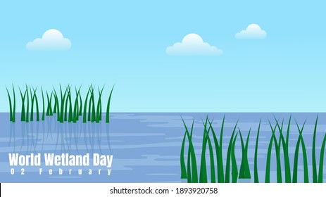 swamp by the sea vector illustration. good template for wetland day design.