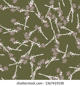 Swamp camouflage of various shades of green, brown and beige colors. It is a colorful seamless pattern that can be used as a camo print for clothing and background and backdrop or computer wallpaper