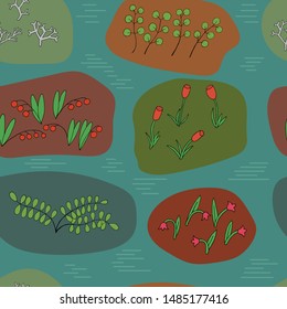 swamp with flowers pattern for seamless  background vector illustration
