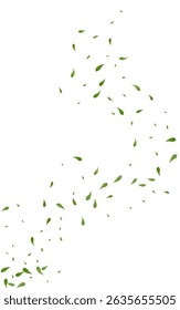 Swamp Foliage Fly Vector White Background Pattern. Ecology Leaves Illustration. Lime Greens Realistic Poster. Leaf Flying Banner.