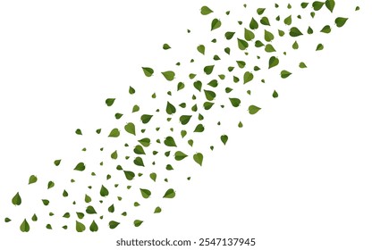 Swamp Foliage Flying Vector White Background Template. Fresh Leaves Illustration. Lime Leaf Spring Banner. Greens Realistic Design.