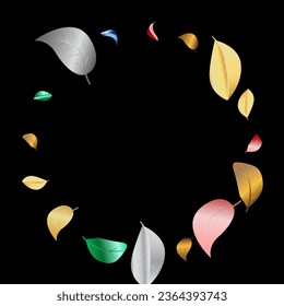 Vector de movimiento de flotación de pantano negro fondo negro negro. Volar Sale De La Planta. Papel de escritorio realista de color dorado. Concepto de árbol de hoja.
