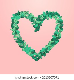 Swamp Leaf Nature Vector Pink Background Border. Fly Leaves Design. Olive Greens Transparent Illustration. Foliage Forest Template.