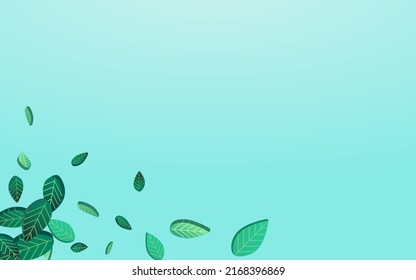 Swamp Leaves Fly Vector Blue Background Plant. Realistic Greens Backdrop. Lime Leaf Flying Illustration. Foliage Tree Concept.