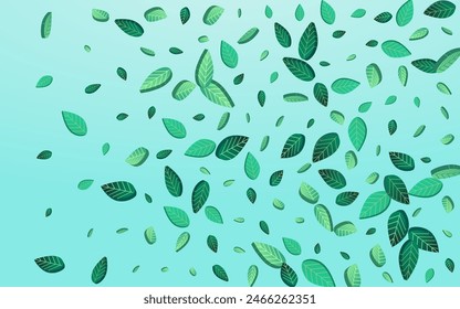 Swamp Leaves Motion Vector Blue Background Plant. Swirl Leaf Concept. Grassy Greens Falling Backdrop. Foliage Fresh Illustration.