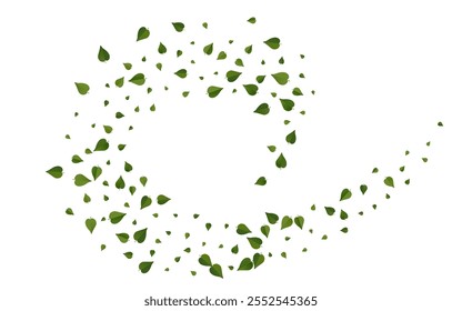 Swamp Leaves Organic Vector White Background Illustration. Fly Foliage Banner. Green Leaf Transparent Template. Greens Spring Design.