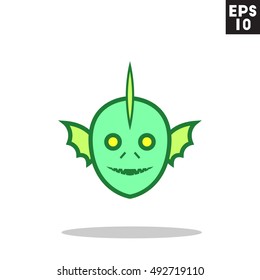 Swamp monster face halloween icon in trendy flat style isolated on grey background. Id card symbol for your design, logo, UI. Vector illustration, EPS10. Colored.