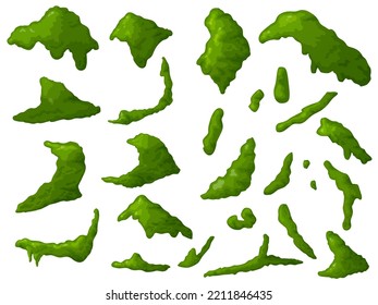 Swamp moss of different shapes. Forest lichen. Illustration for computer games.