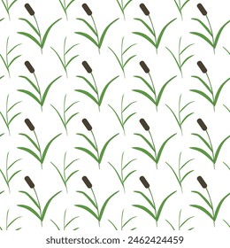 Swamp reeds, simple grass. Seamless pattern. 