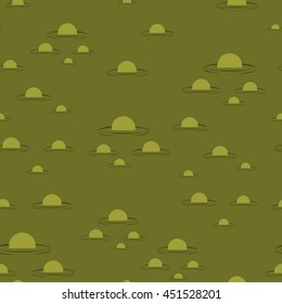 Swamp seamless pattern. Big green morass texture. Bubbles on background marsh mire