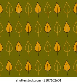 Swamp yellow birch leaf seamless pattern fall foliage for textile design