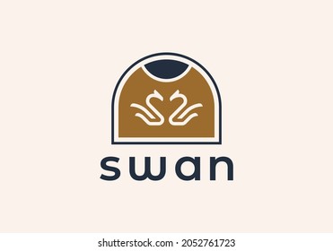 Swan abstract Logo design vector template. Golden bird Luxury Jewelry Fashion Cosmetics Logotype concept icon.

