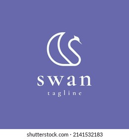 Swan abstract Logo design vector template Linear style. bird Luxury Jewelry Fashion Cosmetics Logotype concept icon.
