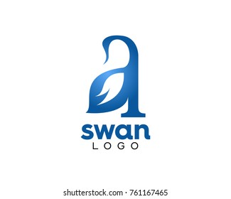 A Swan Alphabet Letter A Simple Symbols Bird Logo
