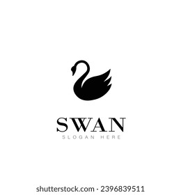 swan animal logo beauty fashion vector