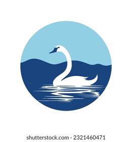 Plantilla de diseño de vectores de ilustraciones con logotipo de animales de cisne