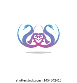 a swan animal logo template