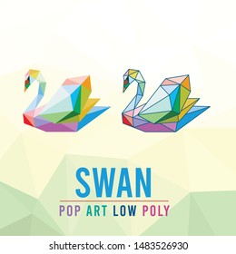 SWAN ANIMAL PET POP ART LOW POLY LINE LOGO ICON SYMBOL. TRIANGLE GEOMETRIC POLYGON