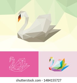 SWAN ANIMAL PET POP ART LOW POLY LINE LOGO ICON SYMBOL. TRIANGLE GEOMETRIC POLYGON