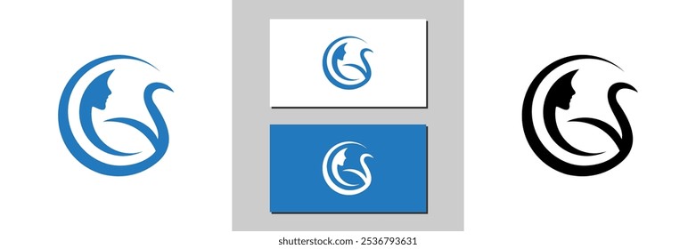 swan animal sign icon white and black logo