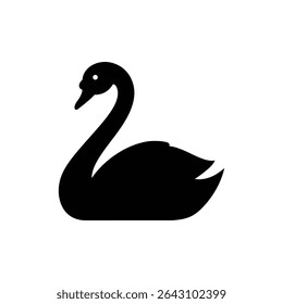 Swan with Arched Neck Elegant Bird in Tranquil Water Scene