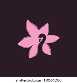 Swan Beauty Flower Creative Vector Logo