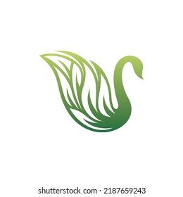 Swan Beauty Leaf Nature Ecology Logo