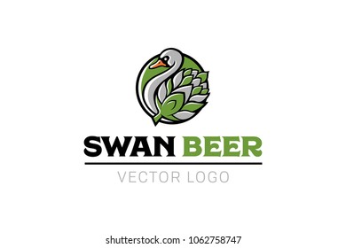 Swan Beer Hops Brewery Logo