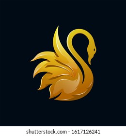 swan bird colorful vector logo icon illustration 