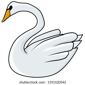 Swan Bird Drawing Vector Horizontal Line Stock Vector (Royalty Free ...