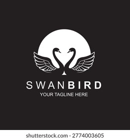 swan bird icon isolated on black background